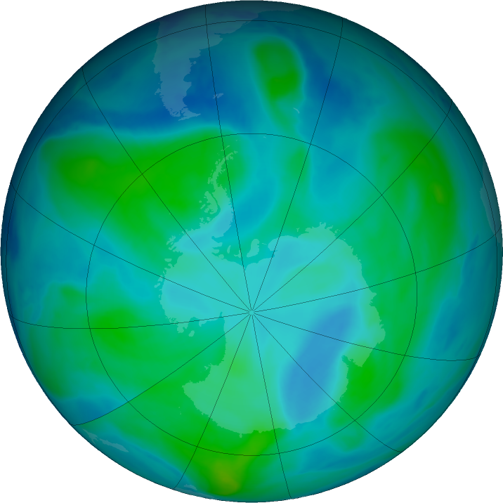 Antarctic ozone map for 13 February 2024